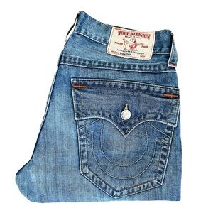 True Religion Jeans Men's 33 straight leg flap pocket blue Cotton